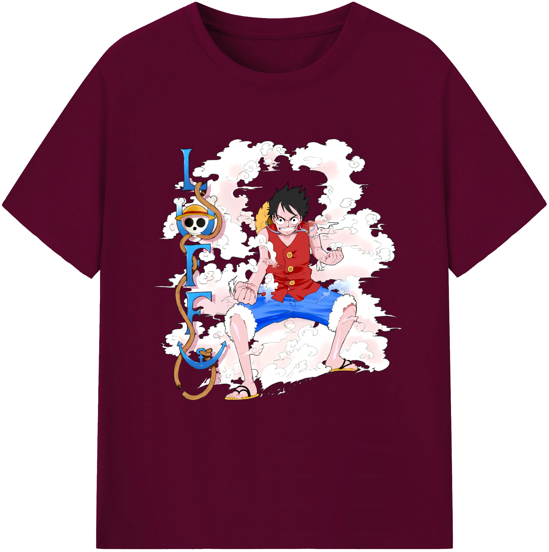 ワンピース モンキー・D・ルフィ ONE PIECE Monkey D. Luffy レディースカジュアルプリントTシャツ（綿100％）
